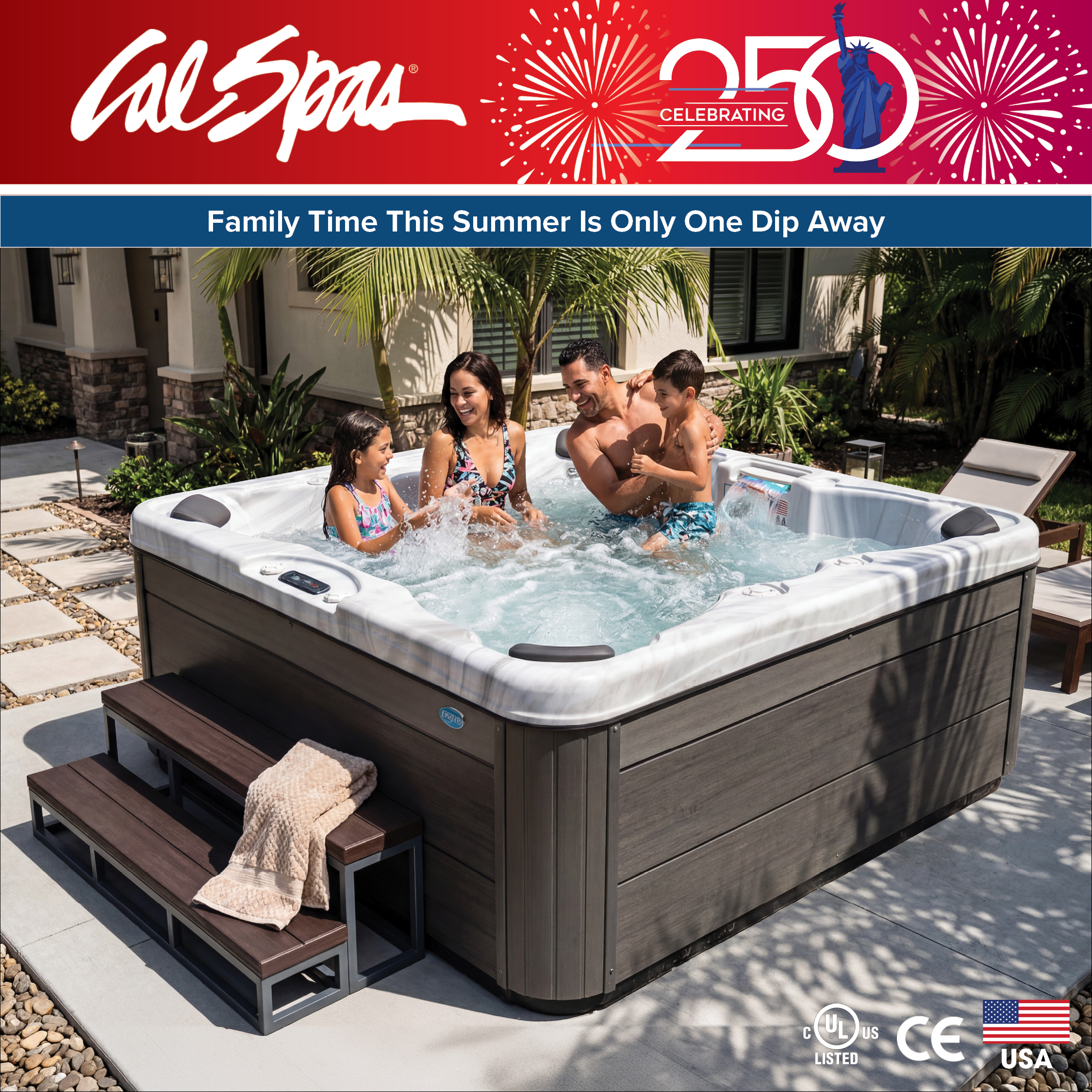 Calspas hot tub being used in a family setting - North Charleston